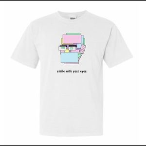 Unisex White “Smile With Your Eyes” Cotton T-Shirt